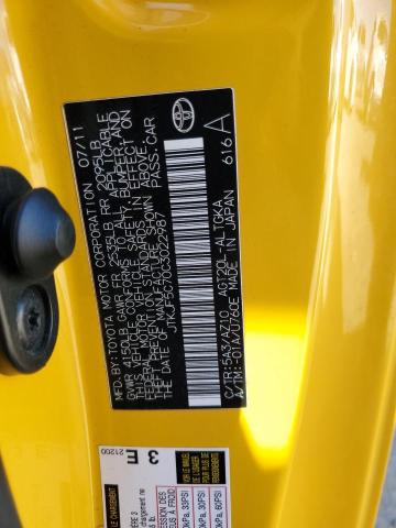 JTKJF5C70C3022987 - 2012 TOYOTA SCION TC 黄色 照片 12