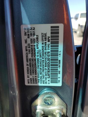 5J8TB3H30DL001078 - 2013 ACURA RDX SILVER photo 12