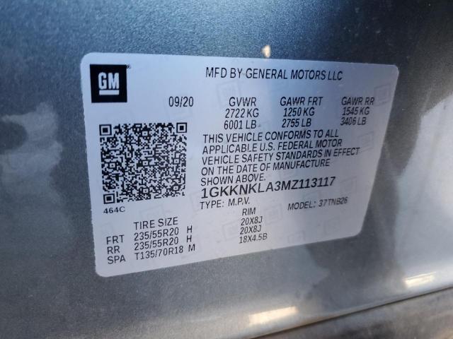 1GKKNKLA3MZ113117 - 2021 GMC ACADIA SLE GRAY photo 12