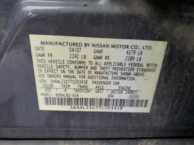 1N4AL21E77C203418 - 2007 NISSAN ALTIMA 2.5 GRAY photo 12