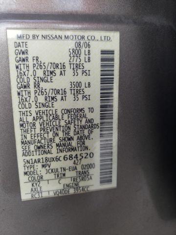 5N1AR18UX6C684520 - 2006 NISSAN PATHFINDER LE 棕色 照片 13