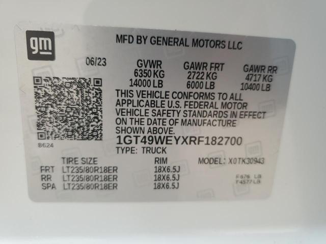 1GT49WEYXRF182700 - 2024 GMC SIERRA K3500 DENALI WHITE photo 13