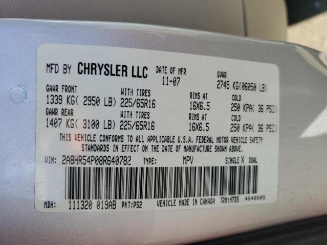 2A8HR54P08R640782 - 2008 CHRYSLER TOWN & COU TOURING SILVER photo 13