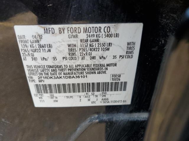 2FMDK3AK1DBA36101 - 2013 FORD EDGE SPORT BLACK photo 13