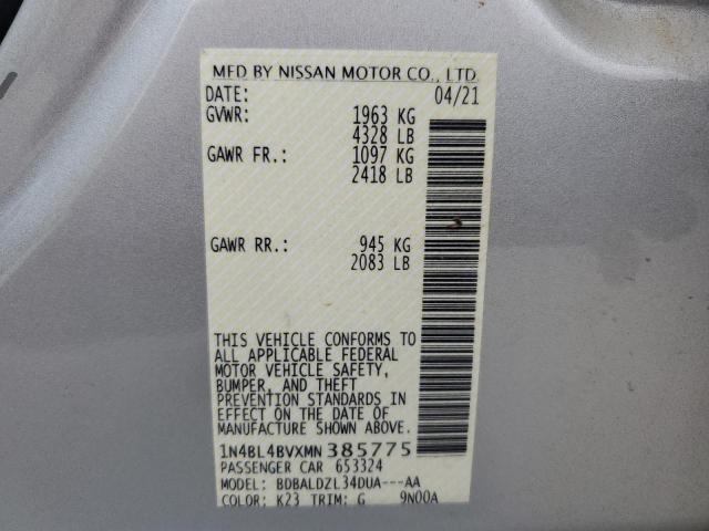 1N4BL4BVXMN385775 - 2021 NISSAN ALTIMA S SILVER photo 13