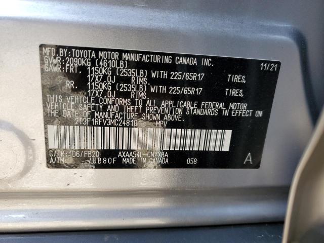 2T3F1RFV3MC248101 - 2021 TOYOTA RAV4 LE SILVER photo 13