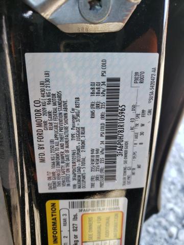 3FA6P0H78JR105965 - 2018 FORD FUSION SE BLACK photo 12