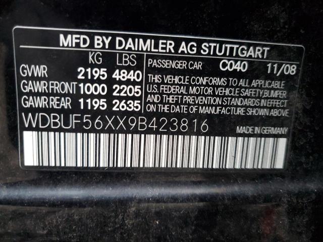 WDBUF56XX9B423816 - 2009 MERCEDES-BENZ E 350 BLACK photo 12