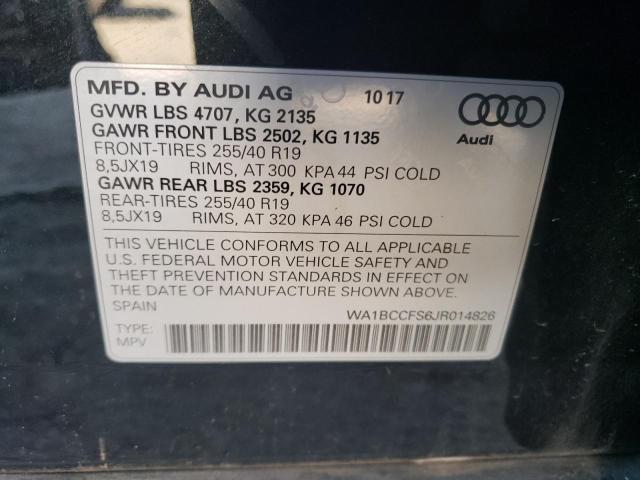 WA1BCCFS6JR014826 - 2018 AUDI Q3 PREMIUM BLACK photo 13