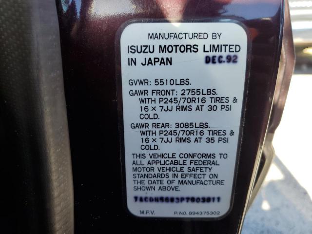 JACDH58W3P7903811 - 1993 ISUZU TROOPER LS BURGUNDY photo 13