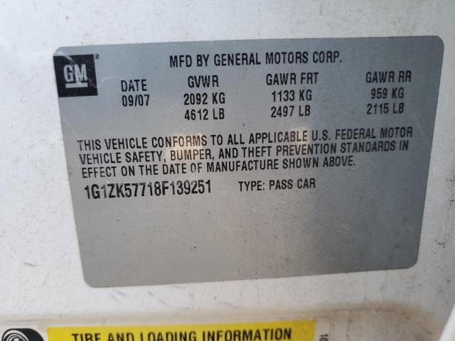 1G1ZK57718F139251 - 2008 CHEVROLET MALIBU LTZ თეთრი ფოტო 12