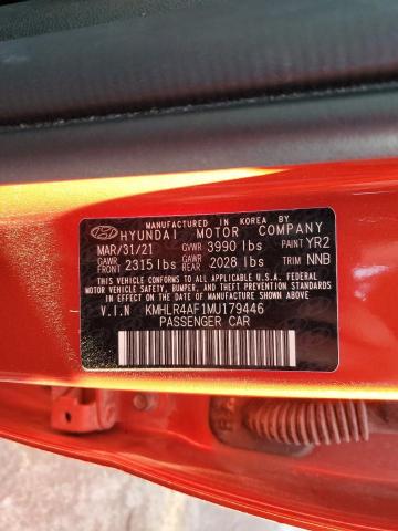 KMHLR4AF1MU179446 - 2021 HYUNDAI ELANTRA N LINE RED photo 13