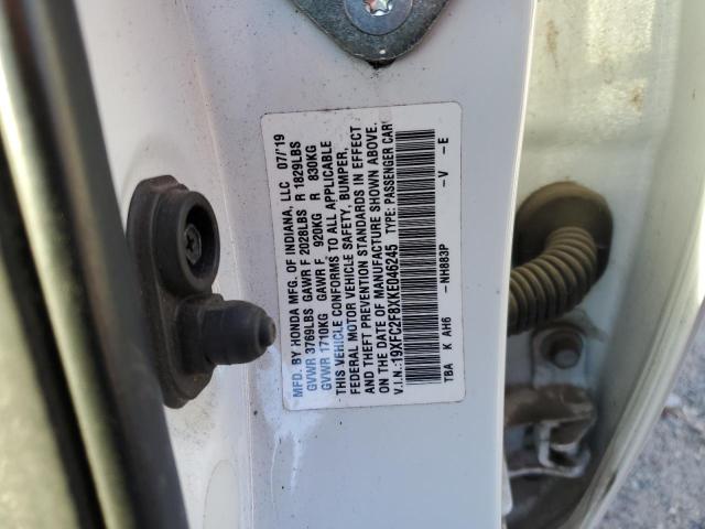 19XFC2F8XKE046245 - 2019 HONDA CIVIC SPORT თეთრი ფოტო 12