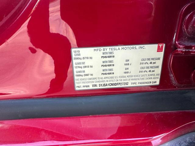 5YJSA1CN9DFP27292 - 2013 TESLA MODEL S Կարմիր լուսանկար 10