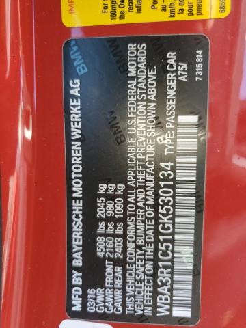 WBA3R1C51GK530134 - 2016 BMW 435 I RED photo 12