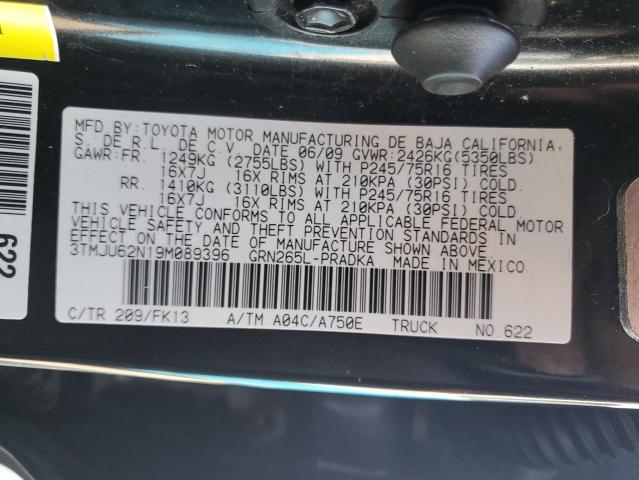 3TMJU62N19M089396 - 2009 TOYOTA TACOMA DOUBLE CAB PRERUNNER BLACK photo 12