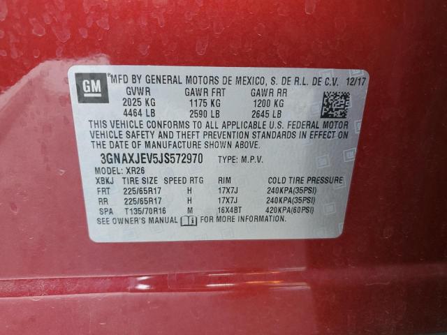 3GNAXJEV5JS572970 - 2018 CHEVROLET EQUINOX LT RED photo 14