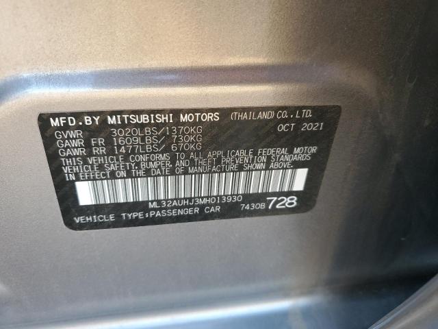 ML32AUHJ3MH013930 - 2021 MITSUBISHI MIRAGE ES CHARCOAL photo 12