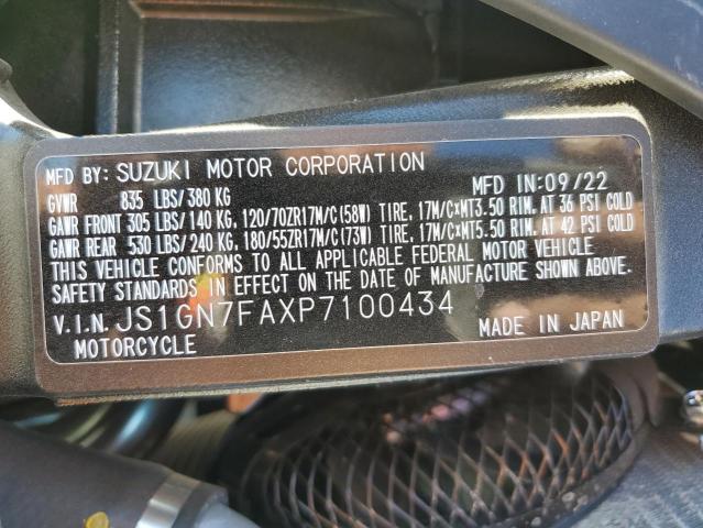 JS1GN7FAXP7100434 - 2023 SUZUKI GSX-R600 BLUE photo 10