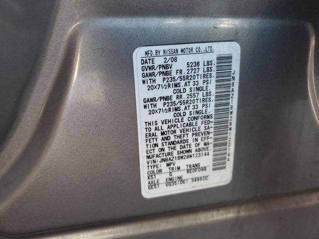 JN8AZ18W29W123144 - 2009 NISSAN MURANO S GRAY photo 13