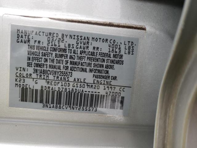 3N1AB8CV9NY255573 - 2022 NISSAN SENTRA SV SILVER photo 12