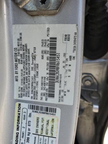 3LN6L2G98FR615451 - 2015 LINCOLN MKZ SILVER photo 12