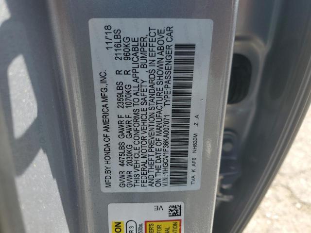 1HGCV1F36KA007071 - 2019 HONDA ACCORD SPORT SILVER photo 13