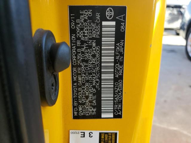 JTKJF5C78C3028505 - 2012 TOYOTA SCION TC ყვითელი ფოტო 12