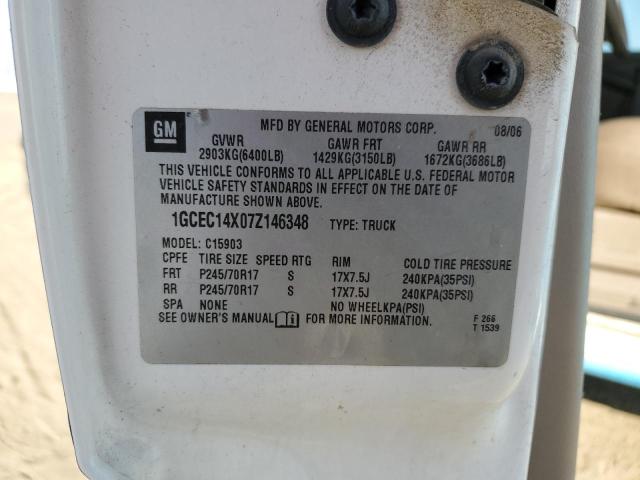 1GCEC14X07Z146348 - 2007 CHEVROLET SILVERADO C1500 CLASSIC WHITE photo 12