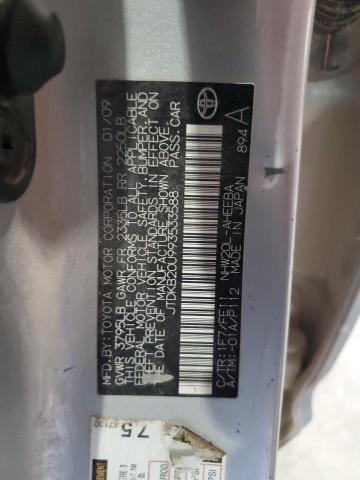 JTDKB20U993533588 - 2009 TOYOTA PRIUS SILVER photo 12