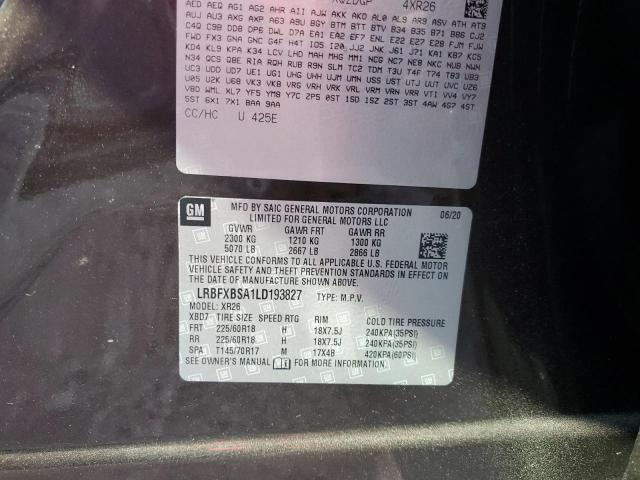 LRBFXBSA1LD193827 - 2020 BUICK ENVISION PREFERRED ლურჯი ფოტო 13