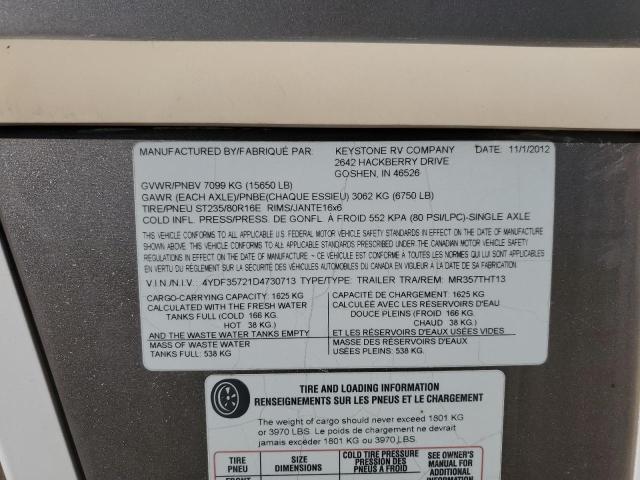 4YDF35721D4730713 - 2013 KEYSTONE MONTANA 白色 照片 10