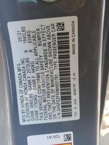 2HGFE2F50NH501761 - 2022 HONDA CIVIC SPORT 灰色 照片 12