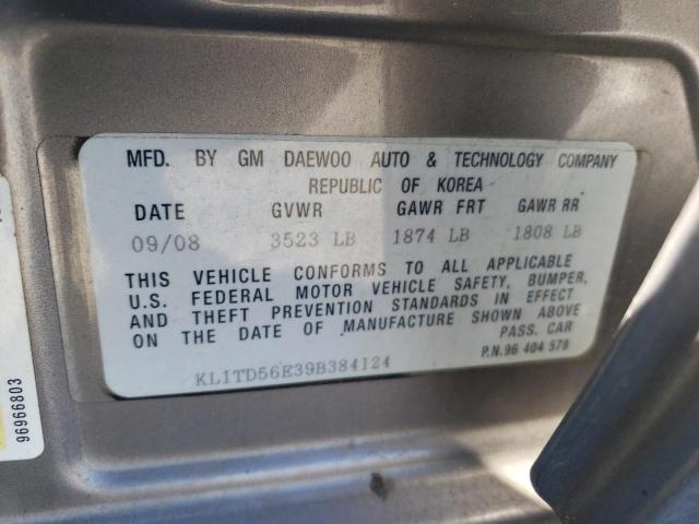 KL1TD56E39B384124 - 2009 CHEVROLET AVEO LS Gümüş foto 12