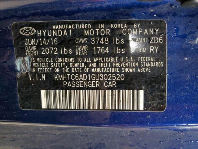 KMHTC6AD1GU302520 - 2016 HYUNDAI VERACRUZ BLUE photo 12