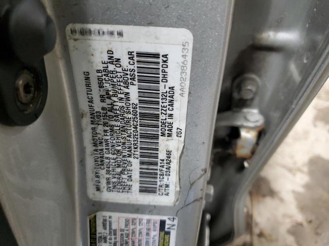 2T1KR32E04C256062 - 2004 TOYOTA COROLLA MA XR SILVER photo 12