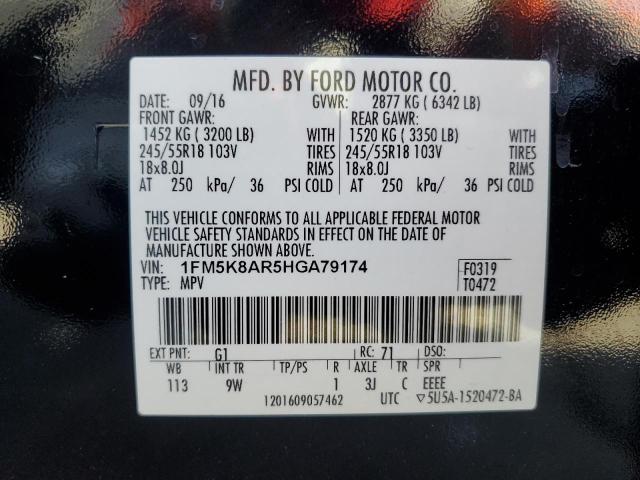 1FM5K8AR5HGA79174 - 2017 FORD EXPLORER POLICE INTERCEPTOR BLACK photo 13