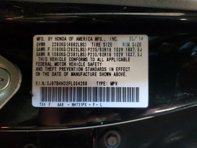 5J8TB4H32FL004296 - 2015 ACURA RDX BLACK photo 13