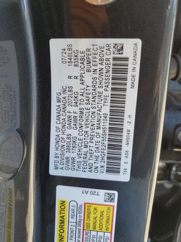 2HGFE2F55SH511049 - 2025 HONDA CIVIC SPORT GRAY photo 12