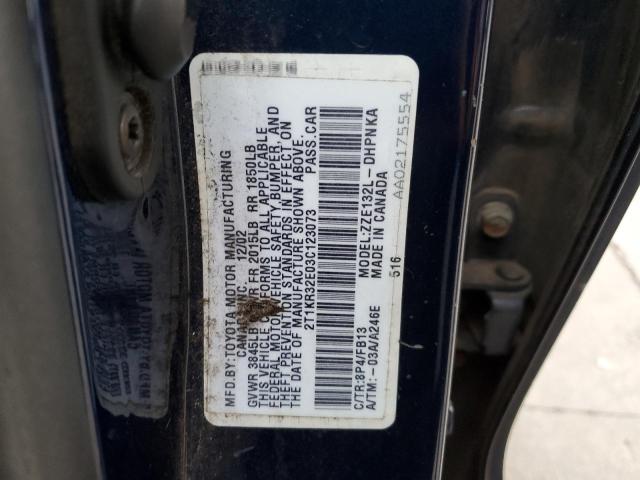 2T1KR32E03C123073 - 2003 TOYOTA COROLLA MA XR BLUE photo 12