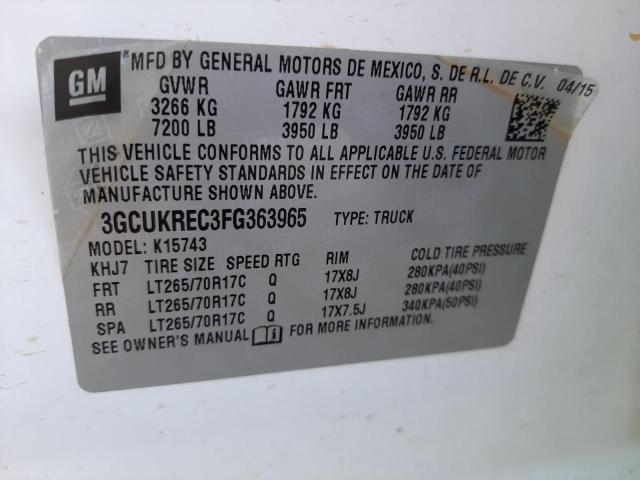 3GCUKREC3FG363965 - 2015 CHEVROLET 1500 K1500 LT WHITE photo 12