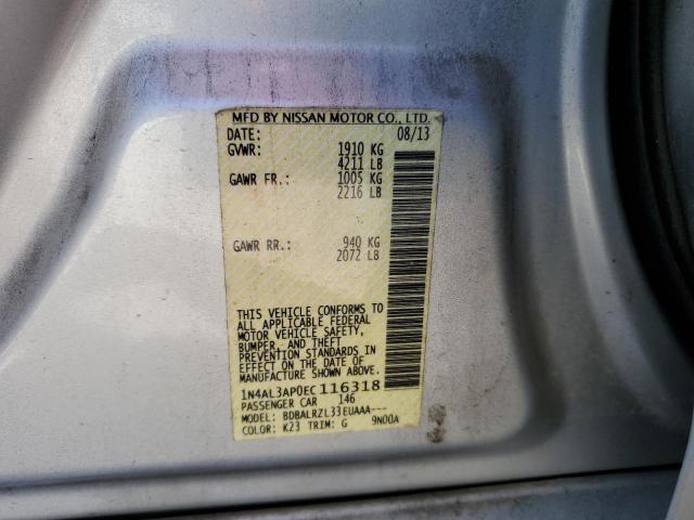 1N4AL3AP0EC116318 - 2014 NISSAN ALTIMA 2.5 SILVER photo 12