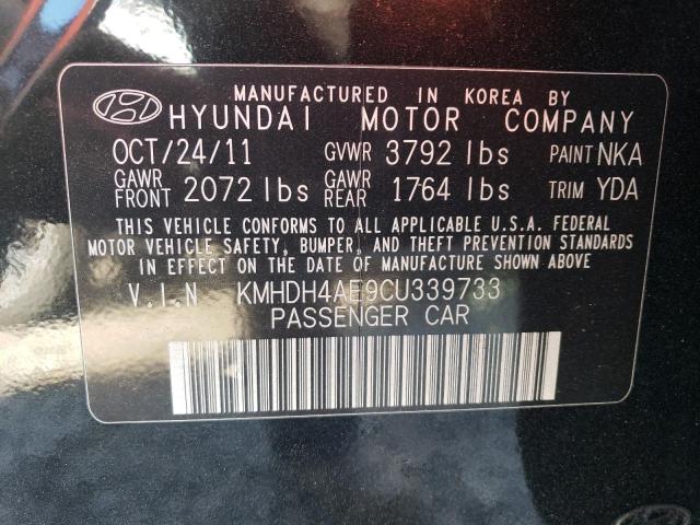 KMHDH4AE9CU339733 - 2012 HYUNDAI ELANTRA GLS BLACK photo 12