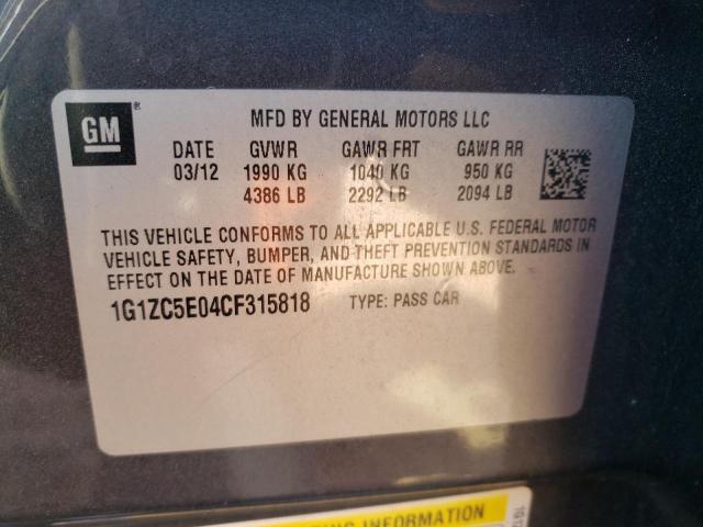 1G1ZC5E04CF315818 - 2012 CHEVROLET MALIBU 1LT BLACK photo 13