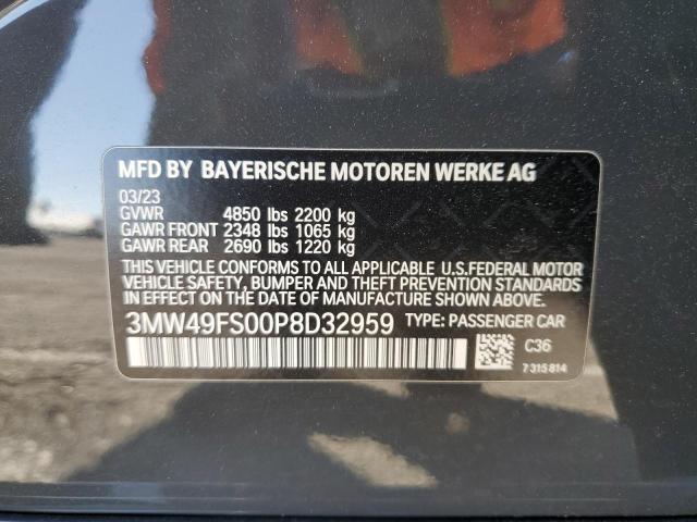 3MW49FS00P8D32959 - 2023 BMW M340I GRAY photo 12