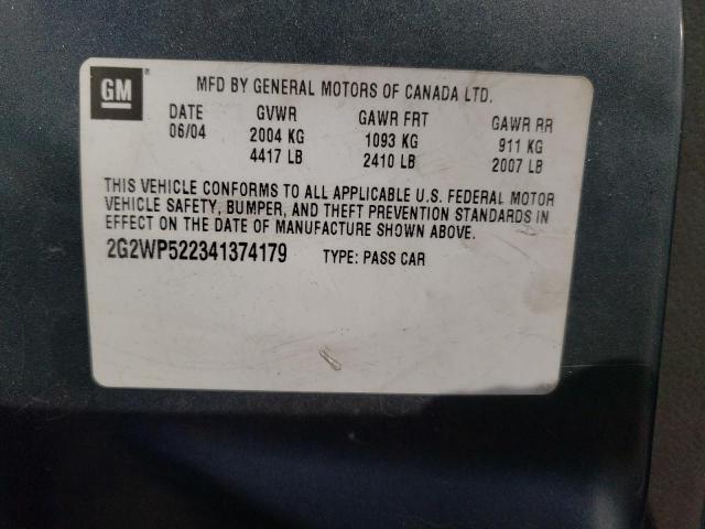 2G2WP522341374179 - 2004 PONTIAC GRAND PRIX GT GRAY photo 13