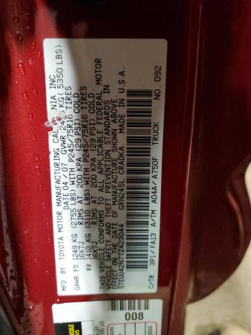 5TEUU42N77Z423044 - 2007 TOYOTA TACOMA ACCESS CAB Rot Foto 13