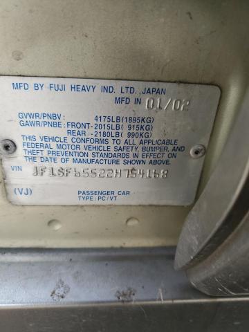 JF1SF65522H754168 - 2002 SUBARU FORESTER S GOLD photo 12