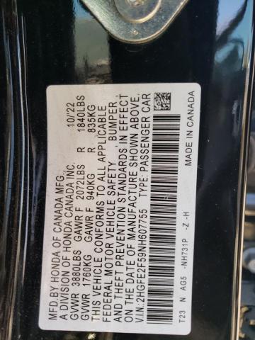 2HGFE2F59NH607755 - 2022 HONDA CIVIC SPORT Qara foto 12