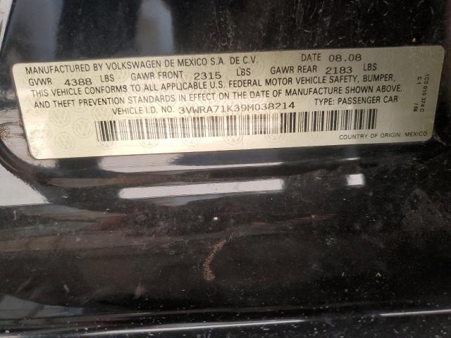 3VWRA71K39M038214 - 2009 VOLKSWAGEN JETTA WOLFSBURG 黑色 照片 12